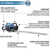 Hyundai 26cc 600mm Petrol Hedge Trimmer Cutter, Easy-Start & Lightweight 2-stroke & Garden Trolley on Wheels, 100kg Load with Brakes | HYHT2600X+GTW260