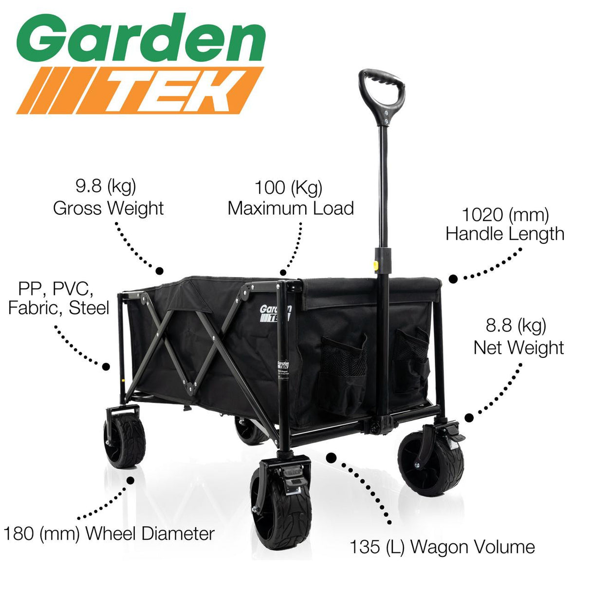 Hyundai 26cc 600mm Petrol Hedge Trimmer Cutter, Easy-Start & Lightweight 2-stroke & Garden Trolley on Wheels, 100kg Load with Brakes | HYHT2600X+GTW260