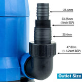 Hyundai 250W Submersible Water Pump, 25-32mm / 1 - 1/2" Hose, Lightweight, Clean Water, 6m Lift | HYSP250CW