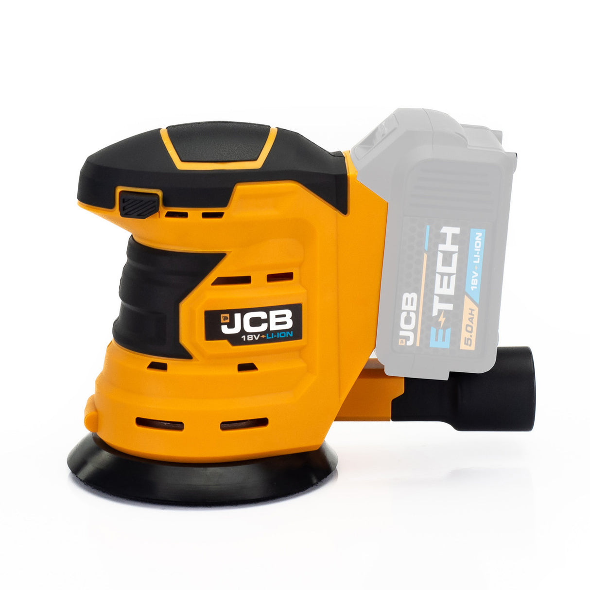JCB Cordless Random Orbital Sander 125mm 5'', 2.0-5Ah Li-ion Battery, Dust Bag and Accessories | 21-18OS-B - 21-18OS-B (Bare Unit)