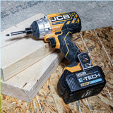 JCB 18V Brushless Impact Driver,180Nm, 2.0Ah-5.0Ah Li-Ion Batteries, 1/4" Hex Quick Release Chuck | 21-18BLID-B - Bare Unit + 4.0Ah Battery