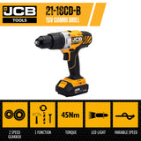 JCB 18V COMBI DRILL - JCB 18V COMBI DRILL 1X 2.0AH 2.4A CHARGER | JCB-18CD-2XB