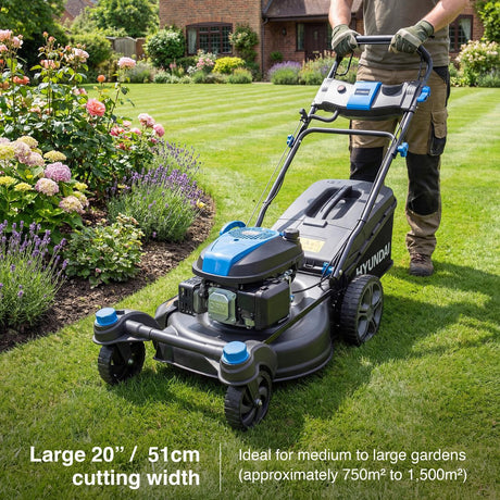 Zero turn Hyundai petrol lawn mower with self propelled rear wheel drive