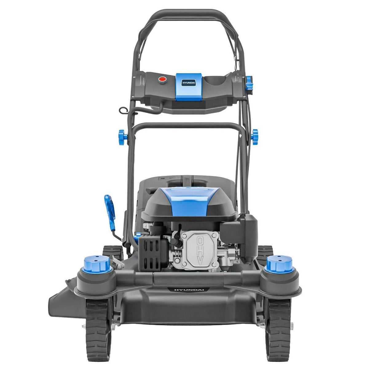 Hyundai petrol lawn mower with high capacity grass catcher for large lawns