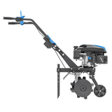 Hyundai petrol rotavator with adjustable depth control and transport wheel