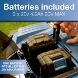 Hyundai 15'' 38 cm 2x 20V (40V) Artificial Grass Brush, 4Ah Li-ion Batteries, Brushless Motor | HY2197