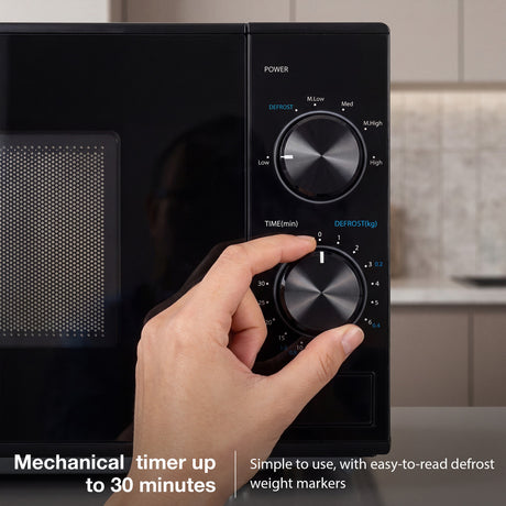 800W Hyundai microwave oven 20L capacity with easy dial operation black
