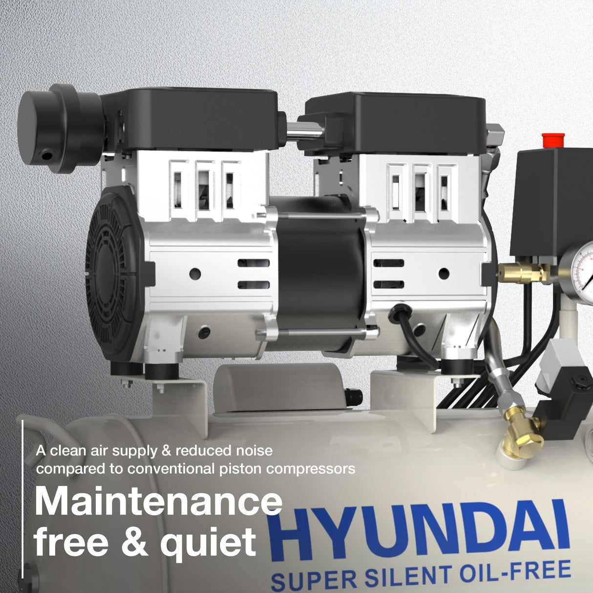 Hyundai 750W 24L Oil Free Low Noise Portable Air Compressor 5.2CFM 118psi Direct Drive | HY7524X