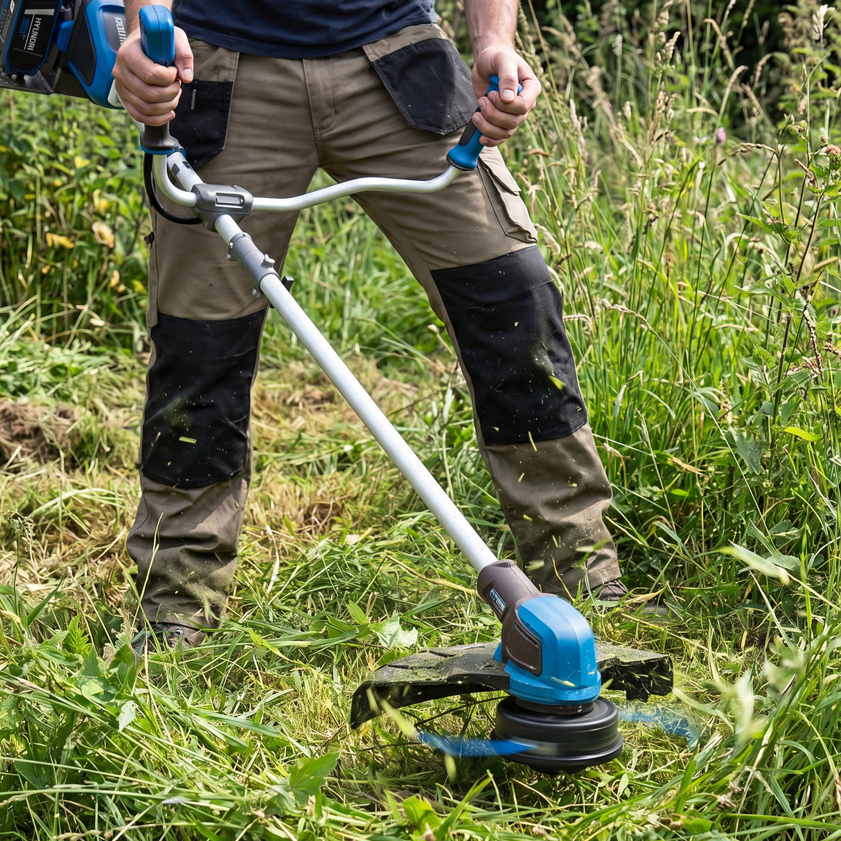 Hyundai 2x20V Brushless 2-in-1 Brush Cutter & String Trimmer, Straight Split Shaft, 3-Speed | HY40CGB26