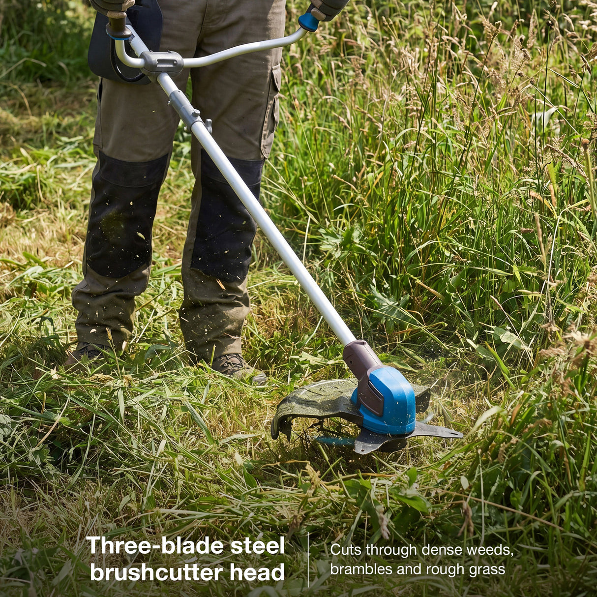 Hyundai 2x20V Brushless 2-in-1 Brush Cutter & String Trimmer, Straight Split Shaft, 3-Speed | HY40CGB26