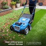 Hyundai 38cm / 15" 40V (2x20V) Cordless Artificial Grass Sweeper Brush, Brushless, 45L Collection Bag | HY40CSW38