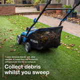 Hyundai 38cm / 15" 40V (2x20V) Cordless Artificial Grass Sweeper Brush, Brushless, 45L Collection Bag | HY40CSW38
