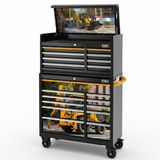 JCB 42’’ Roller Cabinet and Top Tool Chest Stack with Backhoe Loader Wrap | JCBBHLSTACK