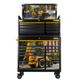 JCB 42’’ Roller Cabinet and Top Tool Chest Stack with Backhoe Loader Wrap | JCBBHLSTACK