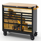 JCB 42’’ Roller Tool Cabinet, 11 Drawers, Steel with Hardwood Worktop and Telehandler Wrap | JCBTLHRCBB