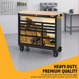 JCB 42’’ Roller Tool Cabinet, 11 Drawers, Steel with Hardwood Worktop and Telehandler Wrap | JCBTLHRCBB