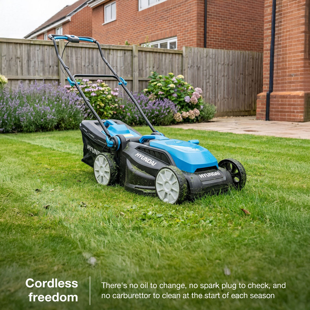 Hyundai 38cm / 15" 40V (2x20V) Brushless Cordless Lawnmower,  36L Bag | HY40CLM38