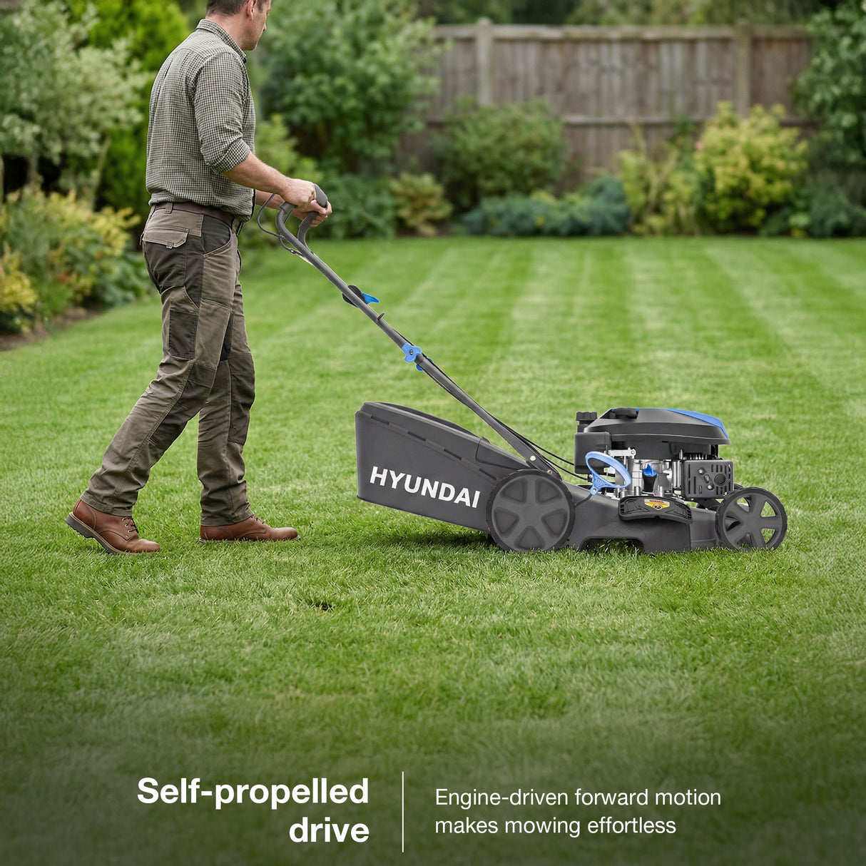 Hyundai 17" / 43cm Self-Propelled Petrol Lawnmower, 139cc, Mulching | HYM17150SPX