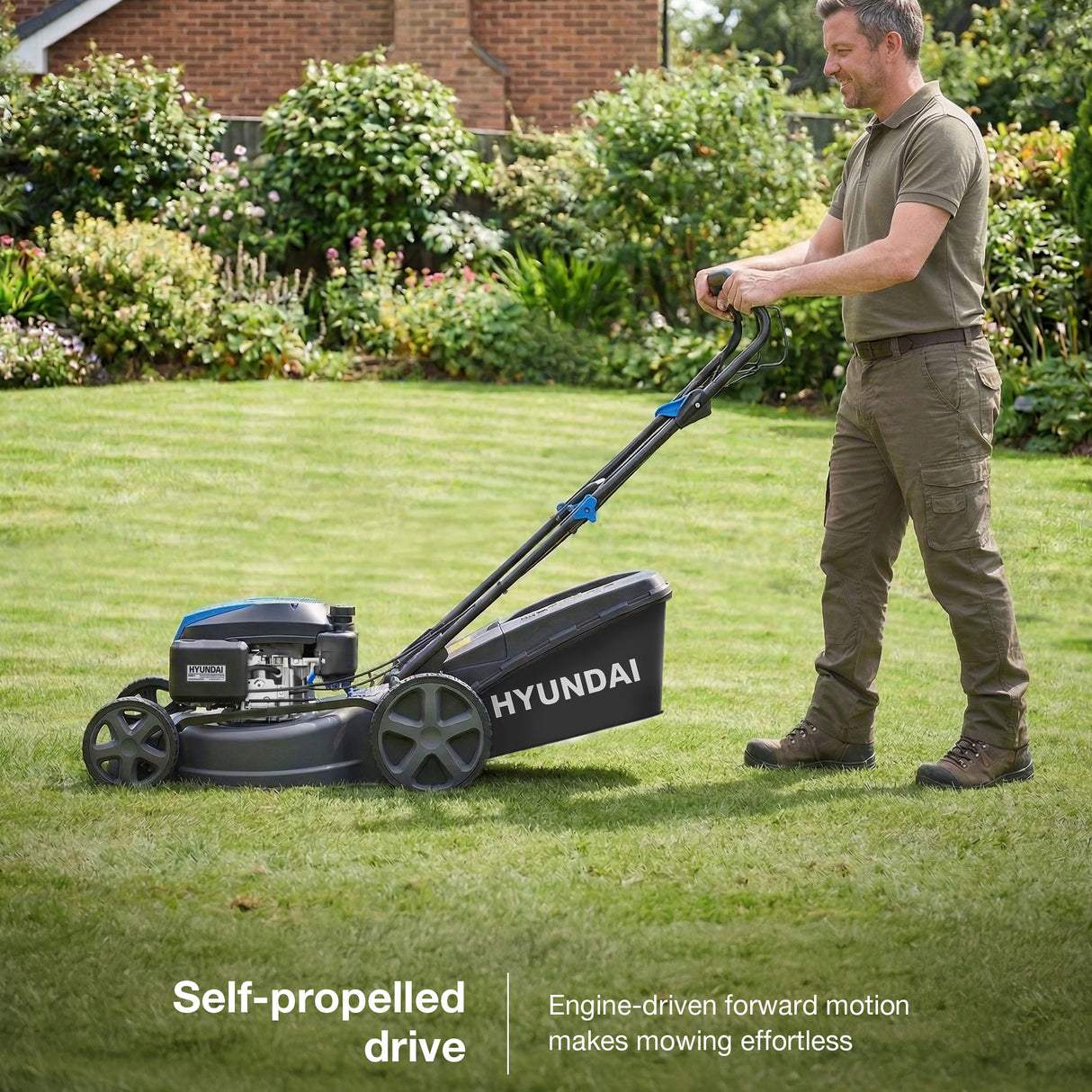 Hyundai 18" / 46cm Self-Propelled Petrol Lawnmower, 139cc, Mulching | HYM18150SPX