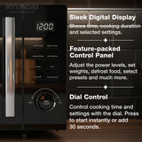 Hyundai 900W 23L Black Digital Microwave, Mirror-Effect Glass Door, Stainless Steel Interior | HYMW90023DB