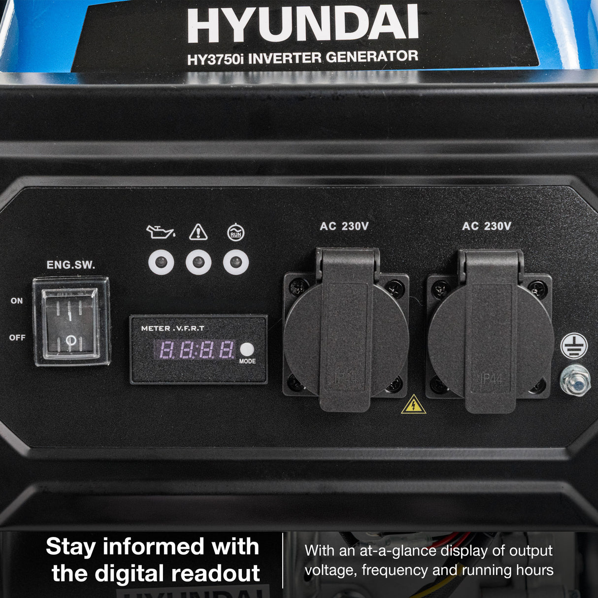 Hyundai 3.3kW / 3300W Inverter Open Framed Generator, Recoil Start, Pure Sine Wave | HY3750i