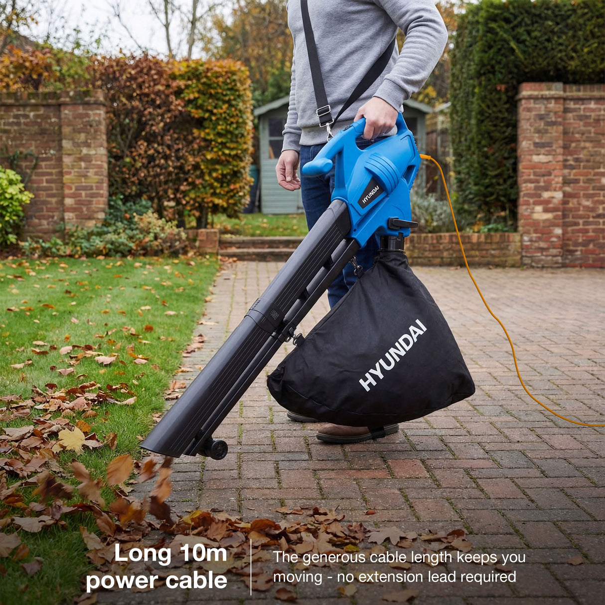 Hyundai 3000W Electric Leaf Blower & Vacuum, 3-in-1, 34L Collection Bag | HYBV3000E3