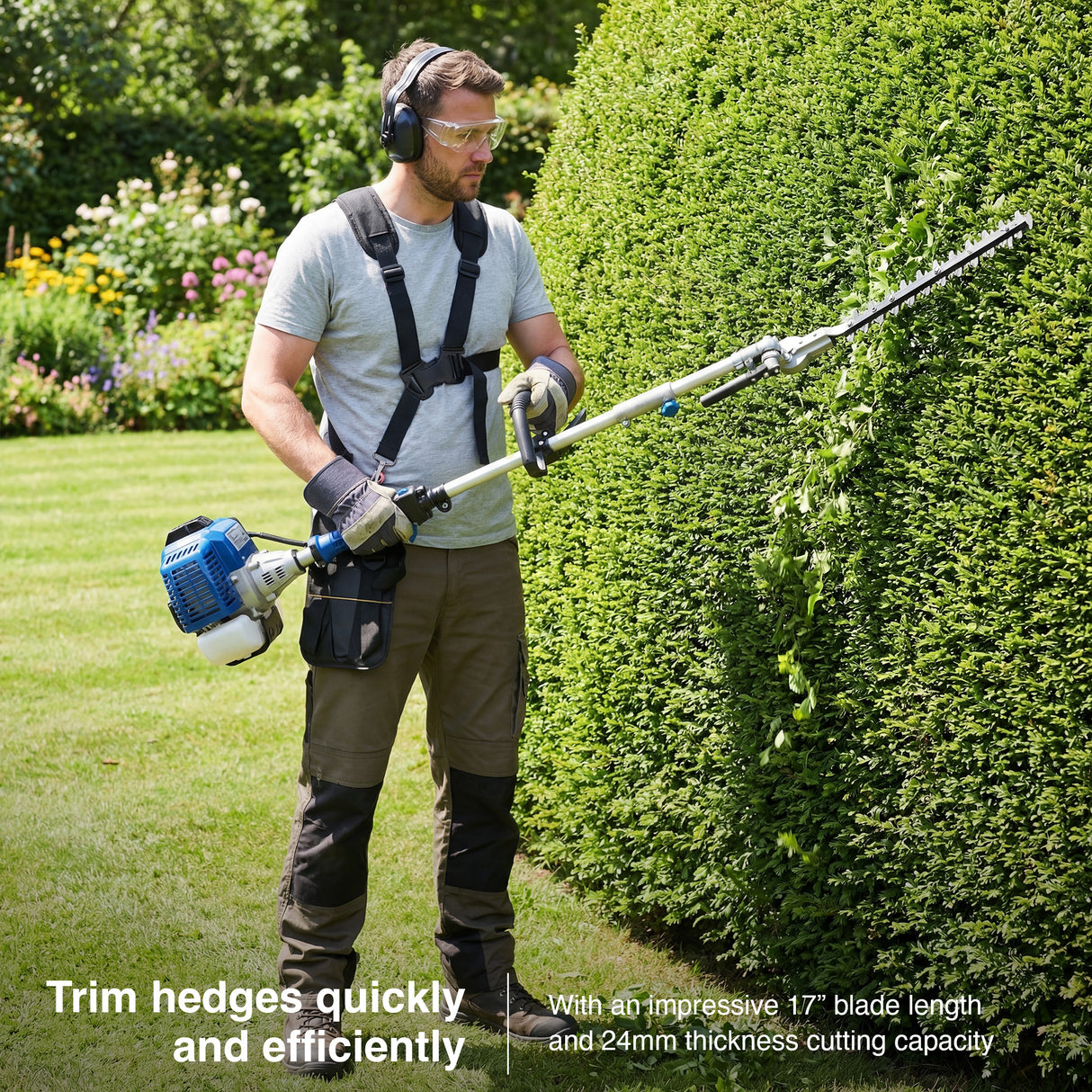 Hyundai 56cc Petrol Multi Tool, 5-in-1, Grass Trimmer, Brushcutter, Hedge Trimmer, Pole Saw | HYMT5600X