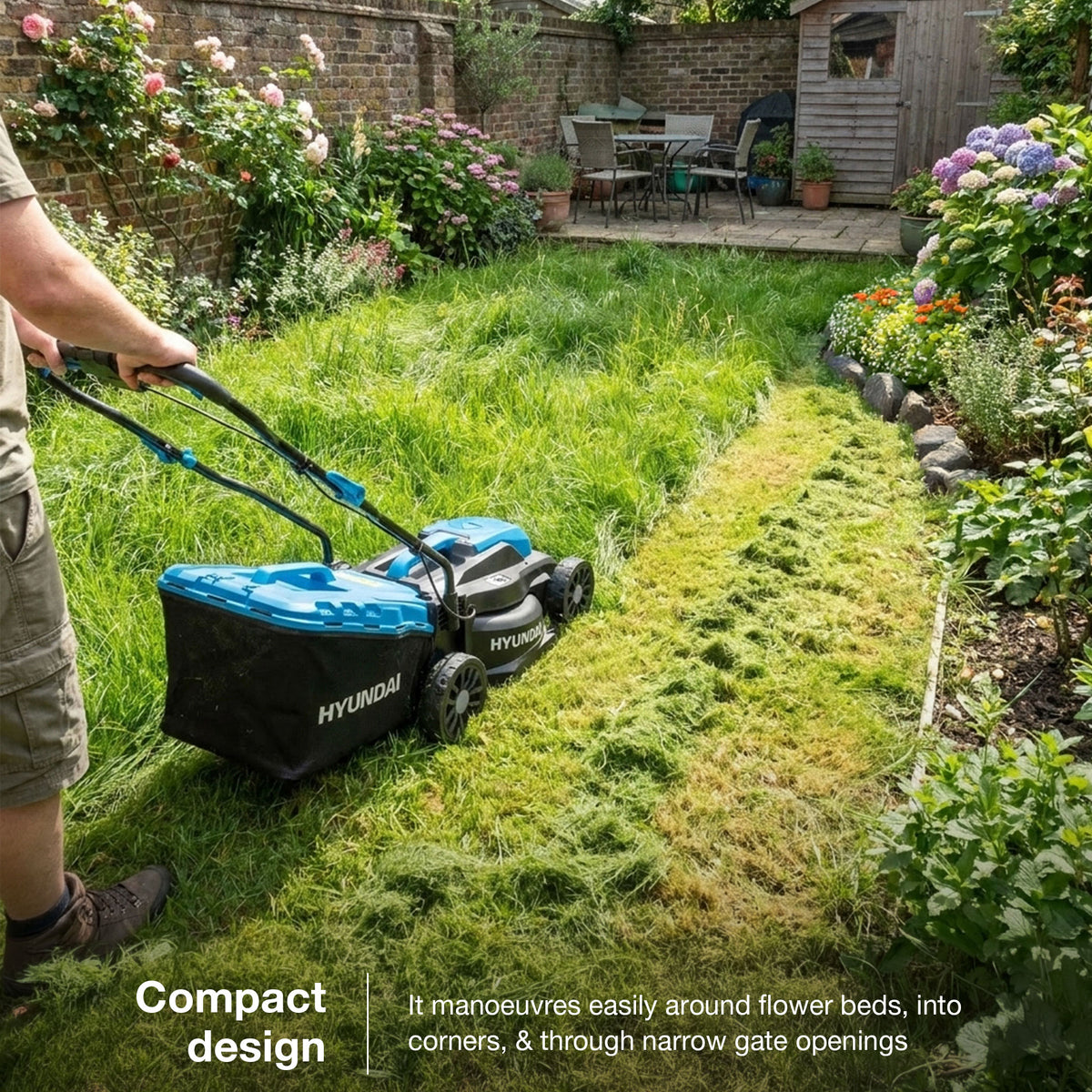 Hyundai 33cm / 13" 20V 3-in1 Brushless Cordless Lawnmower, 32L Collection Bag | HY20CLM33