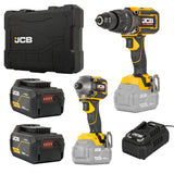JCB Pro 18V Kit, 160Nm Combi Drill, 230Nm Impact Driver, 2x 5.0Ah Batteries & 4.5A Fast Charger (in Carry Case) | JCB-18PKIT-3