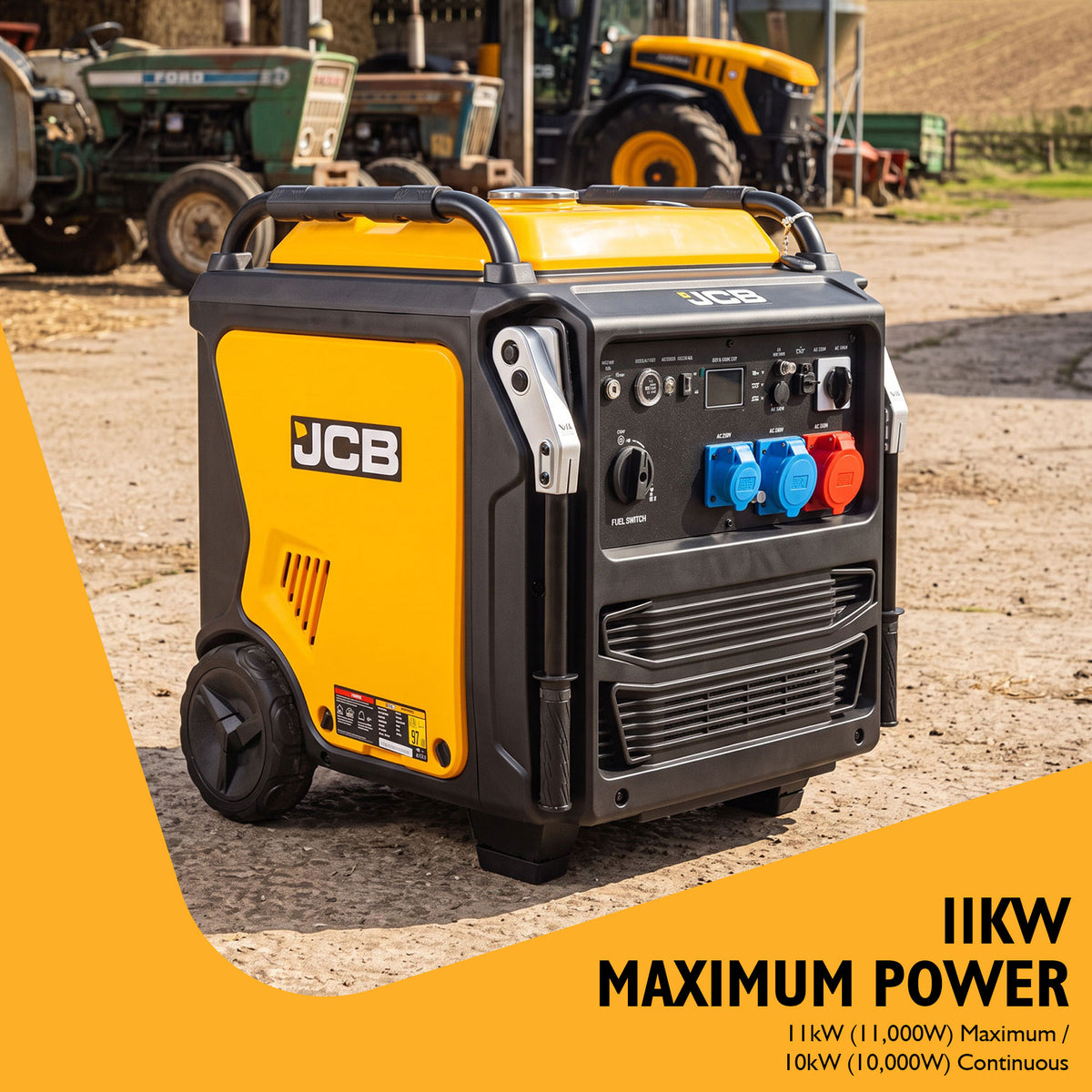 JCB, 11kW Three-Phase Inverter Generator, 400V/230V, Remote Start | JCB-IG12000DVE-3