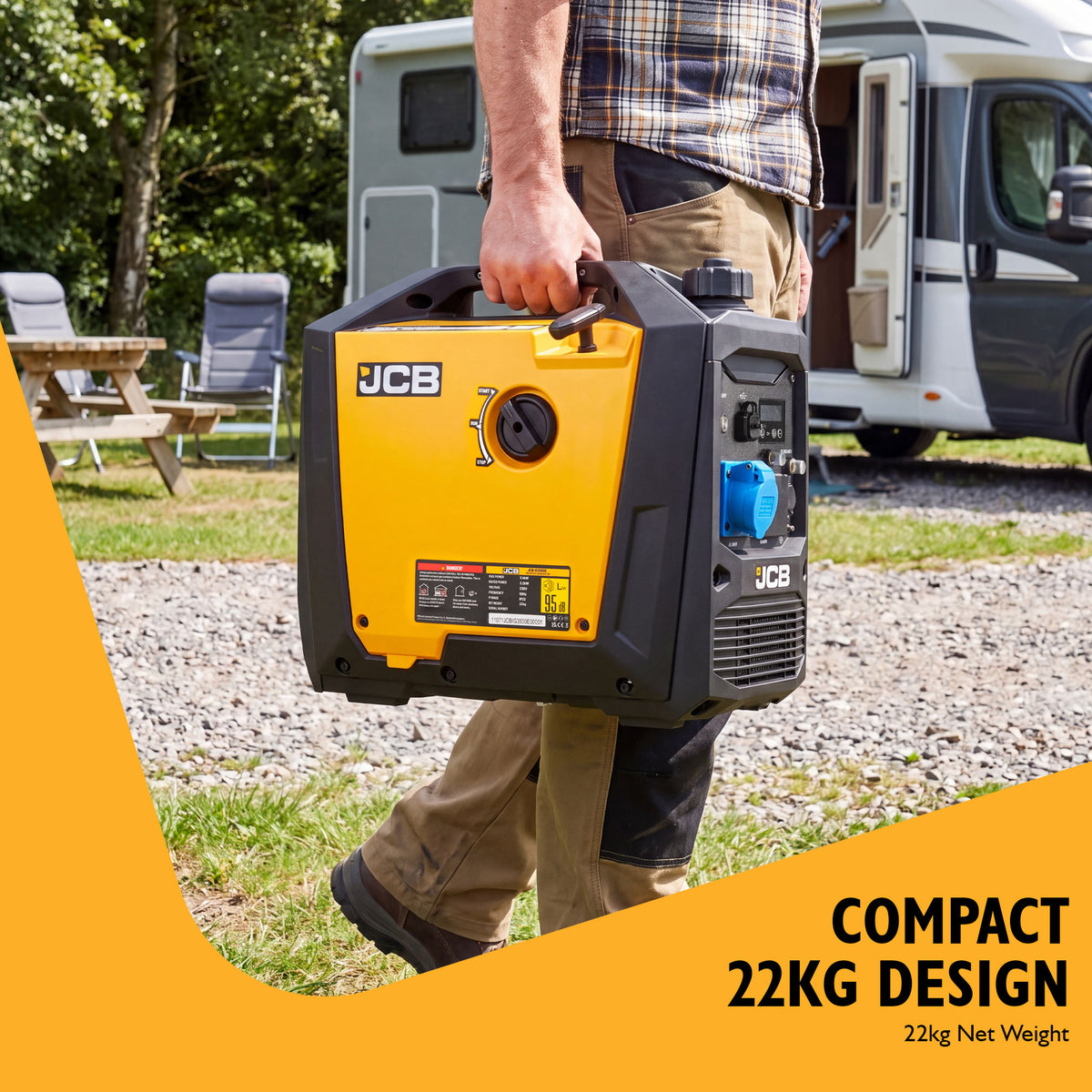 JCB, 3.4kW Inverter Generator, Pure Sine Wave, Electric Start | JCB-IG3500E