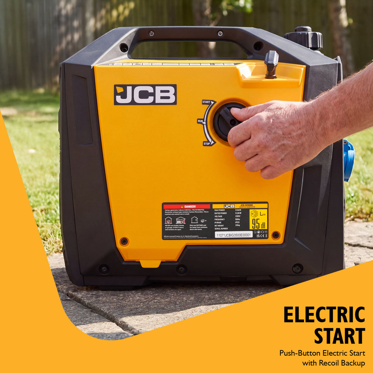 JCB, 3.4kW Inverter Generator, Pure Sine Wave, Electric Start | JCB-IG3500E