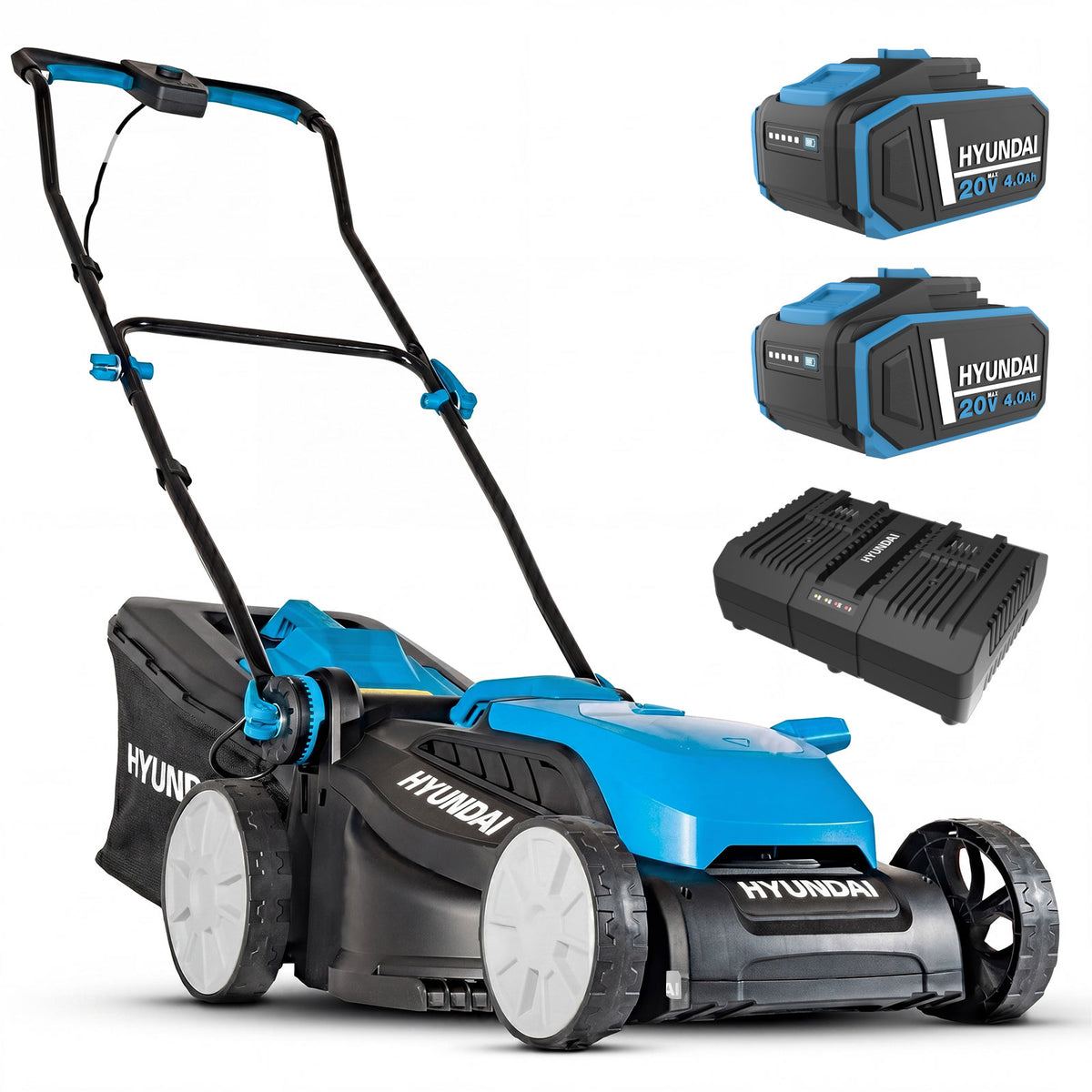 Hyundai 38cm / 15" 40V (2x20V) 3-in-1 Brushless Cordless Lawnmower,  36L Bag | HY40CLM38