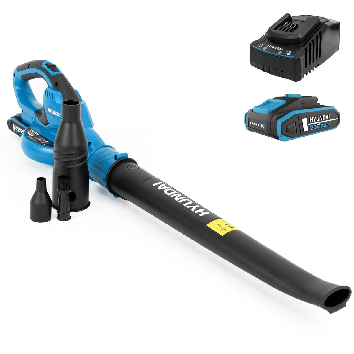 Hyundai 20V Cordless Leaf Blower, 200Km/h Air Speed, 2Ah Li-Ion Battery and Charger | HY20CB