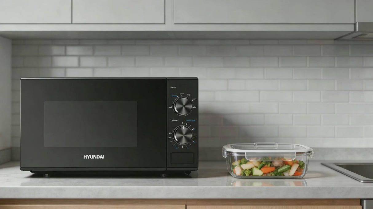 HYUNDAI 800W 20L Solo Microwave, Dial Control, Stainless Steel Interior | HYMW80020MB