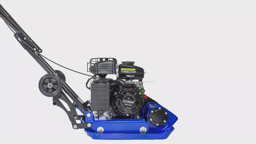 Hyundai 50kg, 32cm, 78.5cc Petrol Plate Compactor,Wheel Kit and Paving Pad | HYCP5030 — video